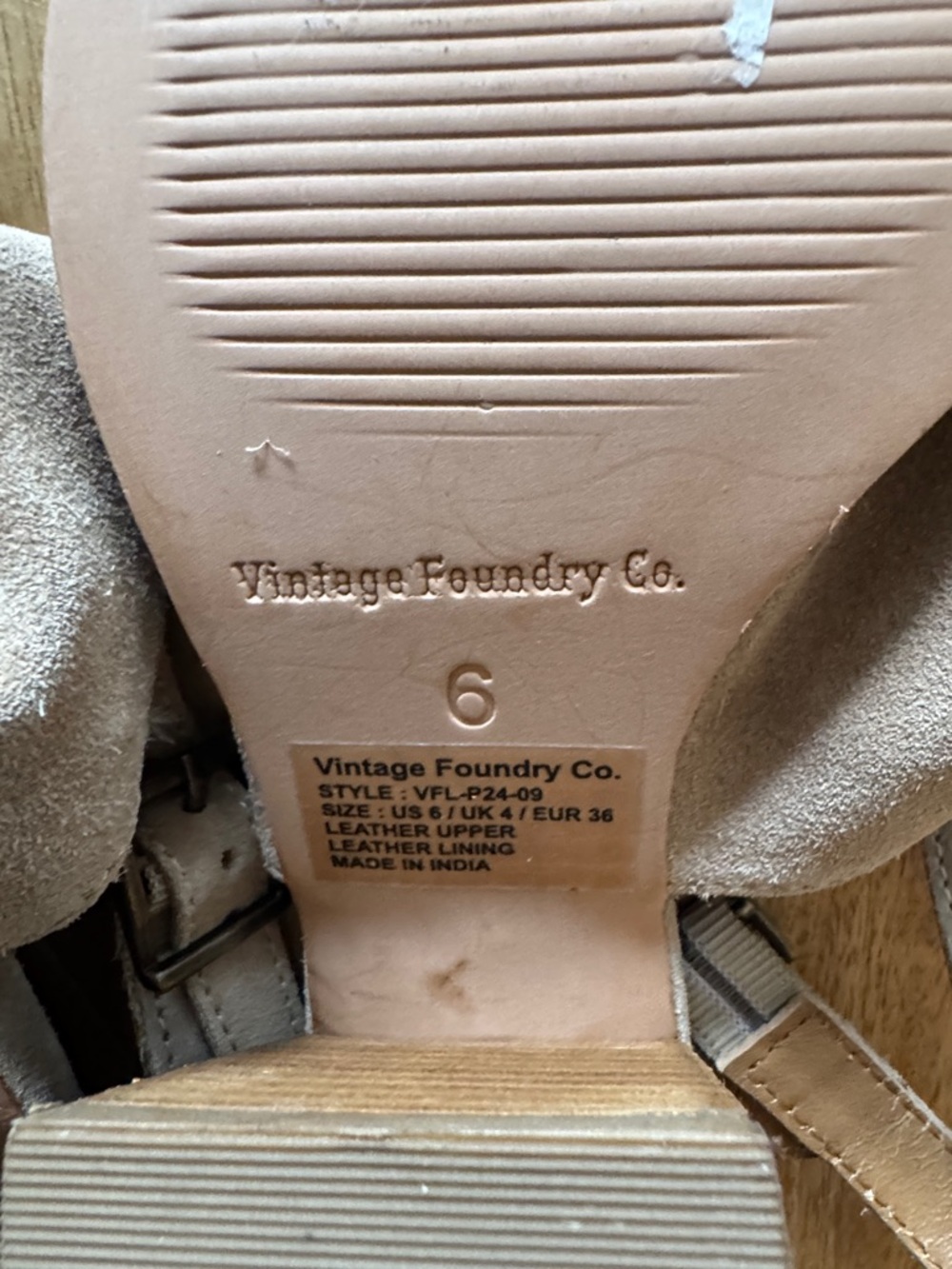 Vintage Foundry Jayden Women's Tan Suede Block Heel Slingback Sandals NEW SZ 6 - Picture 6 of 7